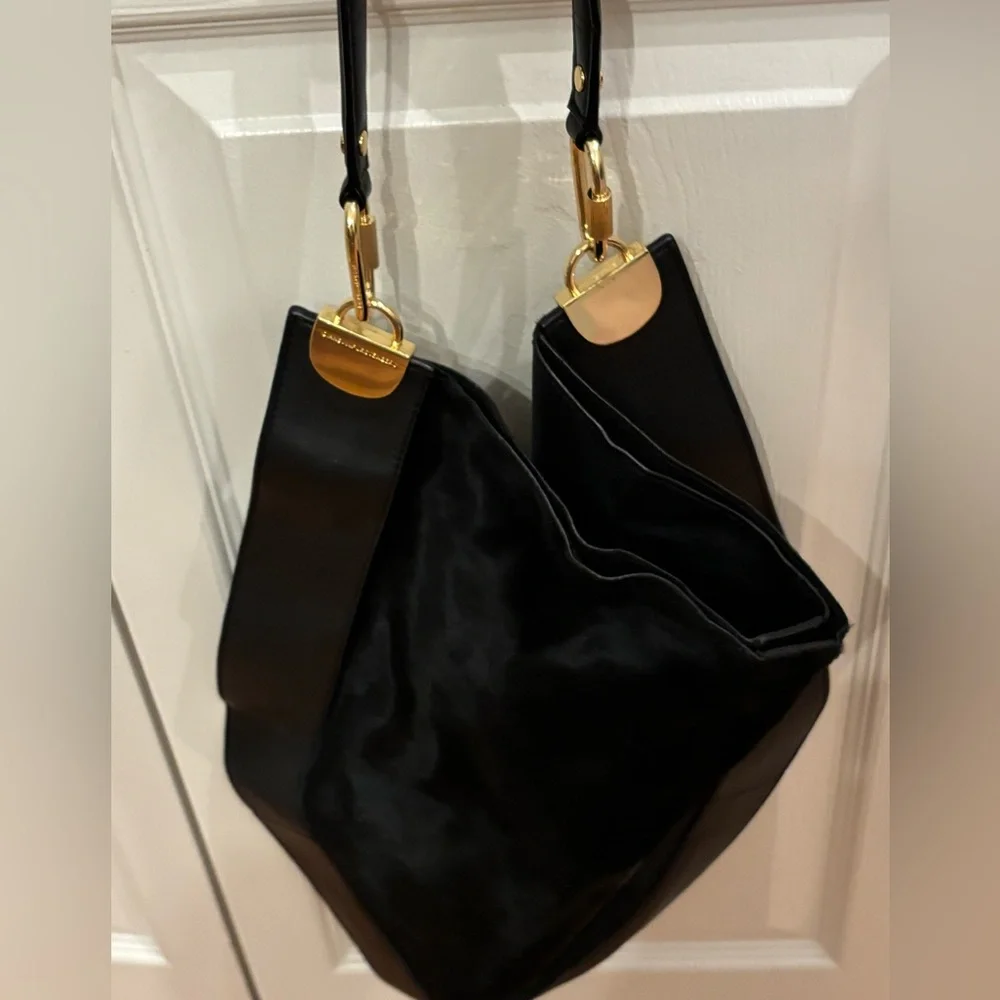 Diane Von Furstenberg Black Shoulder Bag with Gold Hardware